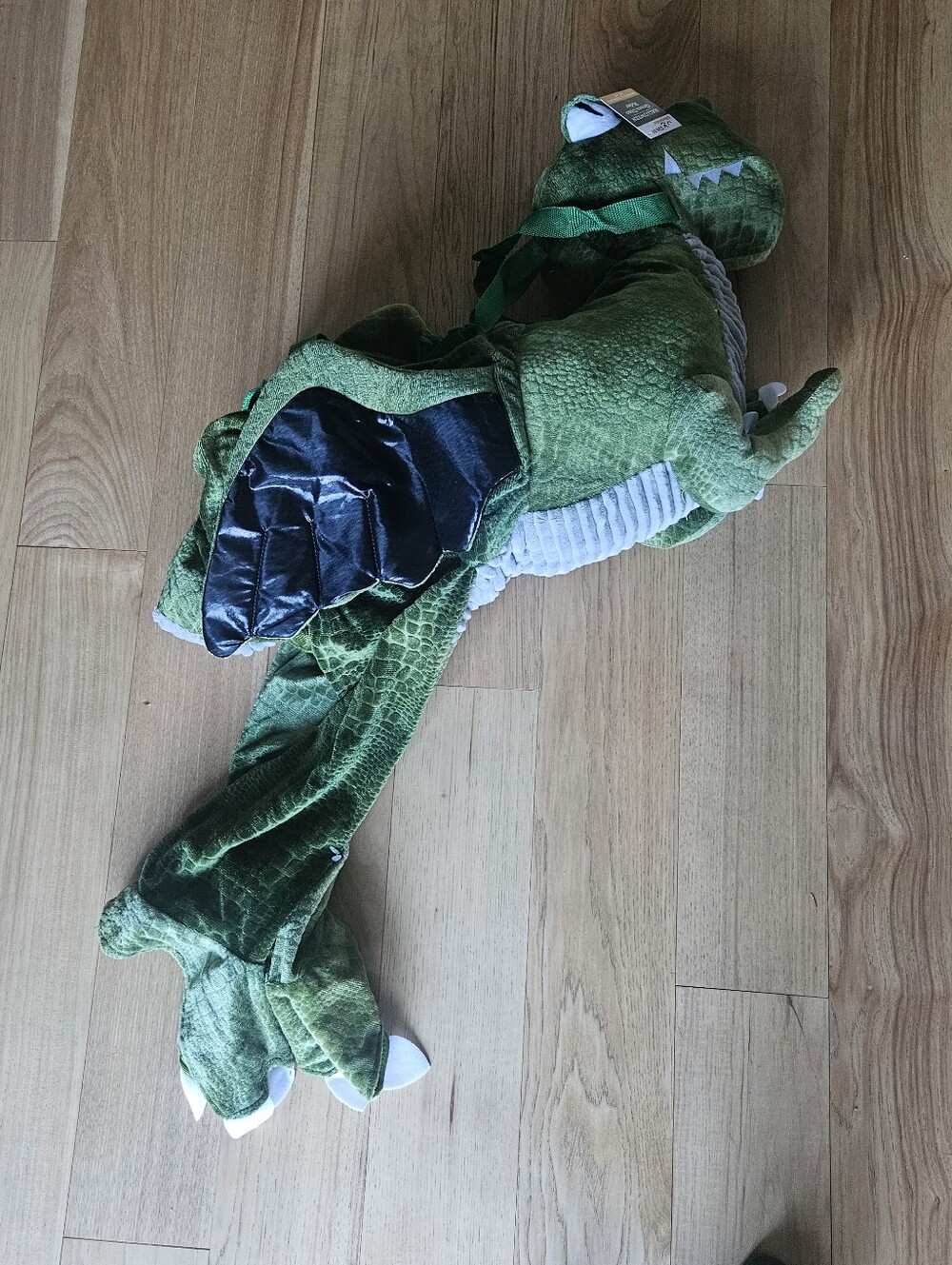 Plush Green Dragon Pet Reptile Costume - Soft Wearable Plush